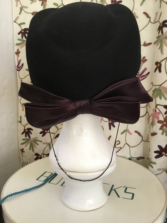 Vintage Hat / Black Wool Felt Glengarry Style wit… - image 6