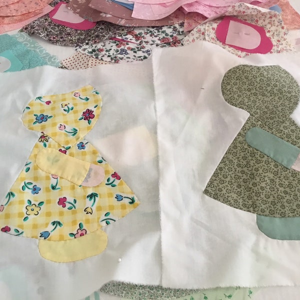 Vintage Pieces for Sun Bonnet Sue Quilt / Cut and Ready to Appliqué