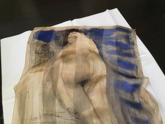 Vintage Scarf by Brochier Soieries / Rodin The Birth of Venus View 3