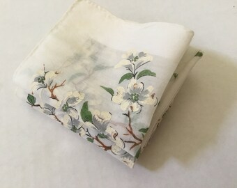 Vintage Handkerchief /  Dogwood Blossoms