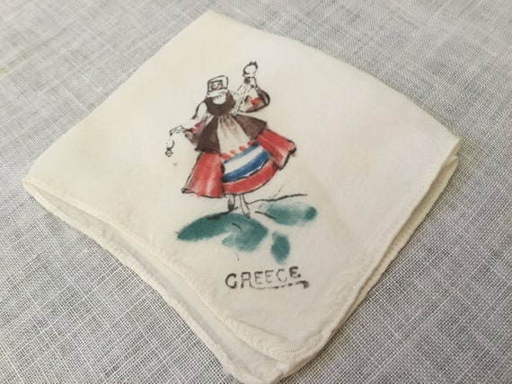Vintage Tourist Souvenir Handkerchief / Hand-pain… - image 3