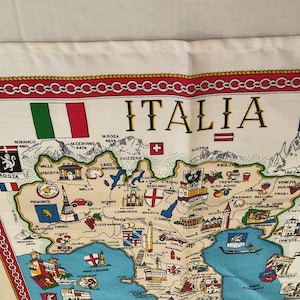 Vintage Tea Towel / “Italia” / Souvenir Tea Towel