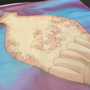 Vintage Silk Scarf / Bright Urn