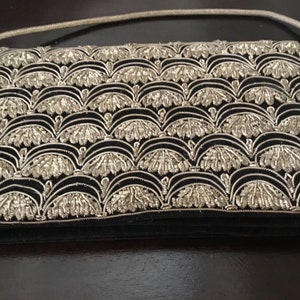 Vintage Velvet Clutch Bag / Indian Zardosi Embroidery