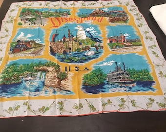 Vintage Scarf / Disneyland U.S.A. Souvenir Scarf / Tinkerbell Scarf