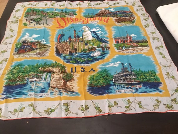 Vintage Scarf / Disneyland U.S.A. Souvenir Scarf /