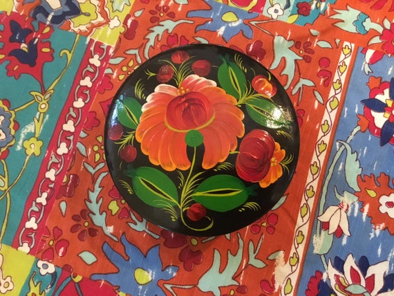 Vintage Russian Papier Mache Laquer Trinket Box