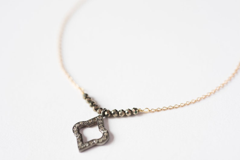 Gold filled chain necklace and Diamond-encrusted pendant