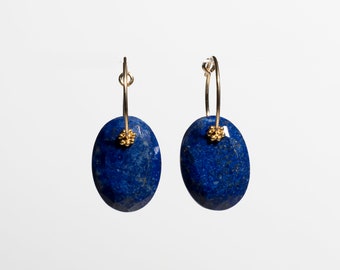 Lapis lazuli hoop earrings CALLIOPE