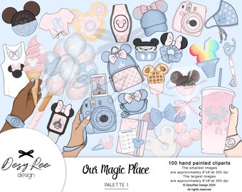 Our Magic Place - Palette 1 - Clipart Set - Magic Castle Inspired - Digital Cliparts - Pastel Planner Stickers - Planner Girl Graphics Diy