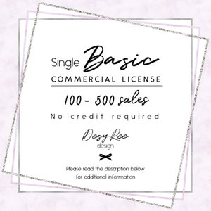 Licenza commerciale di base singola - Nessun credito per un singolo articolo - fino a 500 vendite - Clip Arts, Digital Papers DeyReeDesign