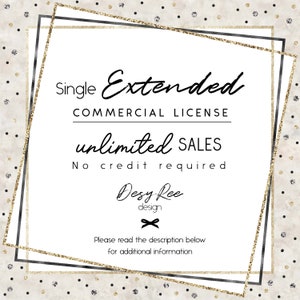 Licenza commerciale estesa singola - Nessun credito per un singolo articolo - vendite illimitate - Clip Art, Digital Papers DeyReeDesign