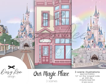 Our Magic Place - Magic Castle Inspired Scenes - Best Friends Illustration - Dreaming Castle Planner Stickers Graphics DIY