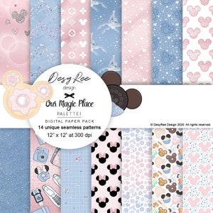 Our Magic Place - Palette 1 - Digital Papers - Magic Castle Inspired - Digital Patterns - Pastel Planner Stickers - Seamless Surface Pattern