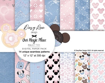 Our Magic Place - Palette 1 - Digital Papers - Magic Castle Inspired - Digital Patterns - Pastel Planner Stickers - Seamless Surface Pattern