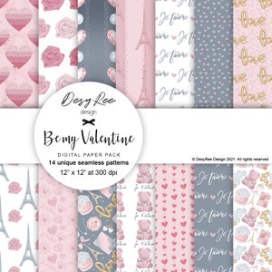 Be My Valentine - Valentine's Day Digital Papers - Anniversary Love - Digital Patterns - Pastel Planner Stickers - Seamless Surface Pattern