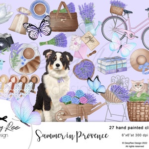 Summer in Provence Cliparts - Vida romântica em uma fazenda - Adesivos de planejador feminino de estilo de vida - Gráficos de blog para meninas - Flores de lavanda - Faça você mesmo