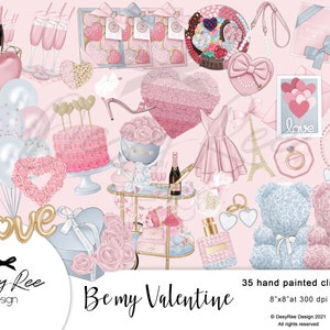 Be my Valentine - Premium Valentine's Day Clipart Set - Girls Blog Graphics - Lifestyle Planner Stickers - Romantic Pink Love Cliparts - DIY