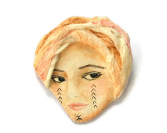 Broche Geisha Japonaise Broche Portrait Fait Main Bijoux Etsy