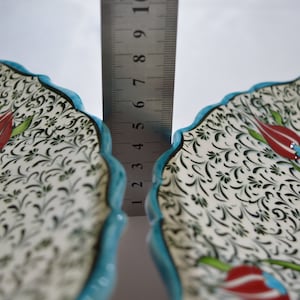 Zwei Stück handgemachte Haliç Wandplatte 25-30 cm Set, Keramik Wand Kunst Teller