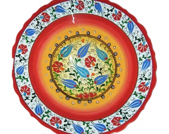 Turkish Ceramic Wall Plate 30cm 12in, Made to Order Iznik Plate, Choose Your Color, Handmade Ottoman Tulip Wall Decor, Housewarming Gift