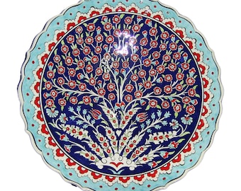 Turkish Ceramic Wall Plate 30cm 12in, Made to Order Classic Iznik Plate, Handmade Ottoman Tulip Wall Decor, Choose Your Pattern, Gift