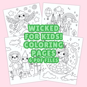 Wicked Kids Coloring Pages: Oz Characters, Kawaii Art (Digital Download)