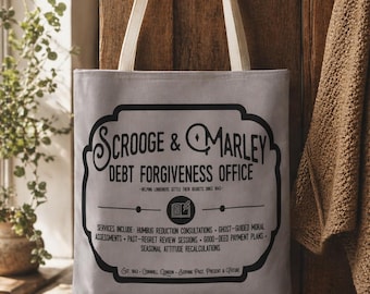 A Christmas Carol Tote Bag | Scrooge & Marley Library Bag | Dickens Literary Humor Bag | Victorian Book Lover Gift | Scrooge Bah Humbug Tote