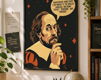 Funny Shakespeare Poster | William Shakespeare Bard ELA Decor | Digital Download Printable Poster | Theatre Literature Poster Bulletin Board