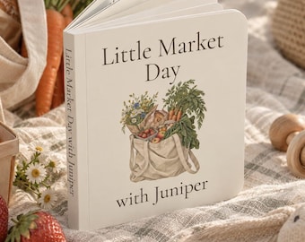 Personalized Farmers Market Board Book | Custom Board Book for Baby | Organic Earthy Baby Gift | First Birthday Gift | Market Day Baby Book