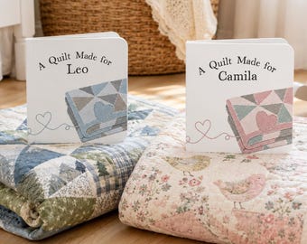 Personalized Baby Quilt Board Book | Custom Book to Give with Handmade Quilt | Quilting Grandma Gift for Grandchild | Baby Shower Keepsake