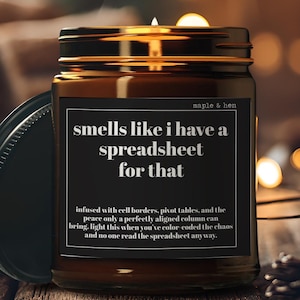Funny Accountant Candle | Funny Spreadsheet Gift | Data Nerd Humor | Color Coded Spreadsheet Humor Gifts | Data Analyst Gift | CPA Candle