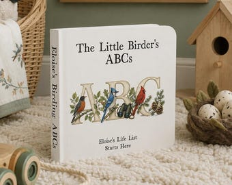Bird Watcher Baby Gift | Personalized Birding ABC Book | Gift for Bird Lover Parents | Baby Shower Gift | Custom Little Birder Board Book