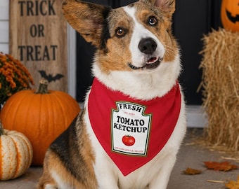 Condiment Dog Costume | Matching Condiment Halloween Costume Party Collar Bandana | Matching Pet Costumes | Ketchup Ranch