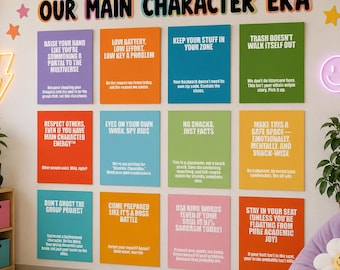 Funny Classroom Rules Posters | Gen Alpha Humor for Middle School | 12 Printable Class Decor Expectations Signs for Teachers, Back to School
