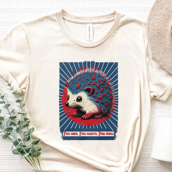 Vintage Libertarian Shirt | Retro Ad Porcupine USA TShirt | Political Activist T-shirt | Classical Liberal Free Markets Minds People