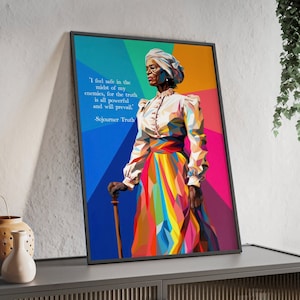 Impresión de arte digital de Sojourner Truth / Impresión para el mes de la historia afroamericana / Movimiento por los derechos civiles de las mujeres / Tablón de anuncios sobre la historia afroamericana