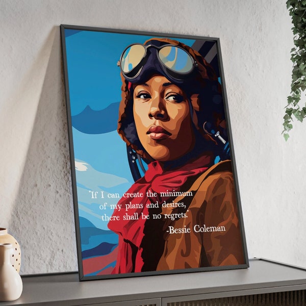 Bessie Coleman Digital Art Print | Black History Month Printable | Women's Rights Civil Rights Movement | Black History Bulletin Board