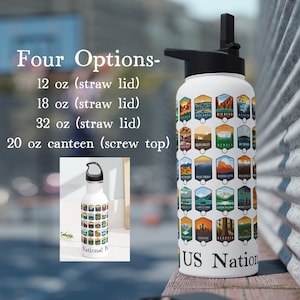 National Park Checklist Water Bottle | National Parks Tracker Water bottle Checklist Gift, National Park Hiking Gifts National Park Souvenir