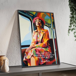 Impresión de arte digital de Rosa Parks / Impresión para el mes de la historia afroamericana / Arte mural del movimiento por los derechos civiles / Tablón de anuncios sobre la historia afroamericana con temática de febrero