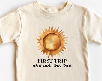 First Trip Around The Sun First Birthday Shirt | 1st Birthday Son Baby Bodysuit | Natural Baby Retro One Year Old Party Tshirt | Cake Smash