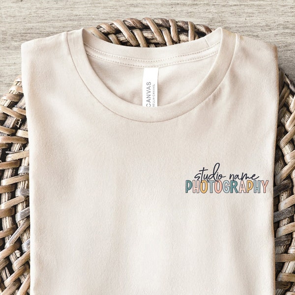 Custom Photographer TShirt | Personalized Photography Logo Shirt | Studio Name Gift Tee | Newborn, Wedding, Portrait, Family Christmas Gifts