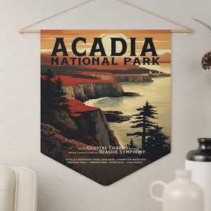 Acadia National Park Pennant | Acadia Maine Room Decor | National Parks Baby Nursery | Shower Gift, Kids Room | Road Trip Souvenir Gifts