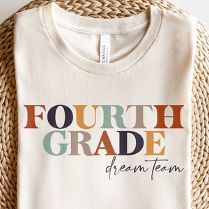 4th Grade Dream Team Teacher Shirt | Fourth Grade Retro Teachers TShirt | Elementary Back to School Full Time Rainbow T-Shirt | Graphic Tee