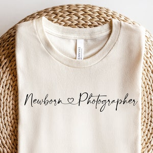 Newborn Photographer Shirt | Baby Photography Heart TShirt | Babies Thank you gift | Weddings Trendy Women's Graphic T-Shirt
