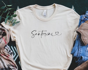 Santorini Shirt | Greece City Lovers Heart TShirt | Greek Island Souvenir Travel Road Trip T-Shirt | Mediterranean Vacation Graphic Clothing