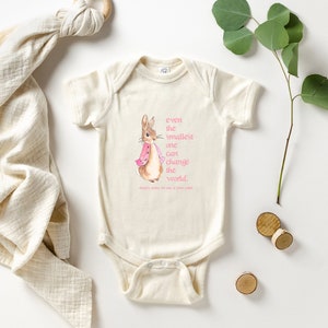 Peter Rabbit Flopsy Shirt | One Beatrix Potter Bodysuit | Baby 1st Birthday Tshirt | First Bday Even the Smallest One Can Change the World