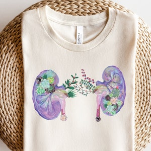Floral Kidney Shirt | Kidneys Flowers Transplant T-shirt | Nephrology, Nephrologist Graphic Tee | RN LPN CNA Dialysis Nurse Gift | Doctor