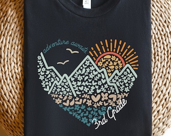 3rd Grade Teacher Shirt | Adventure Awaits Third Grade Elementary Team Teachers Tshirt | Back to School Full Time T-Shirt, Graphic