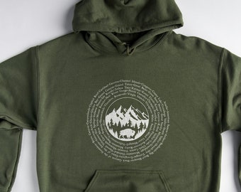 The 63 National Parks Hoodie | US National Park Sweatshirt | Camping Road Trip Adventure Awaits Gift | Nature Lover USA Souvenir